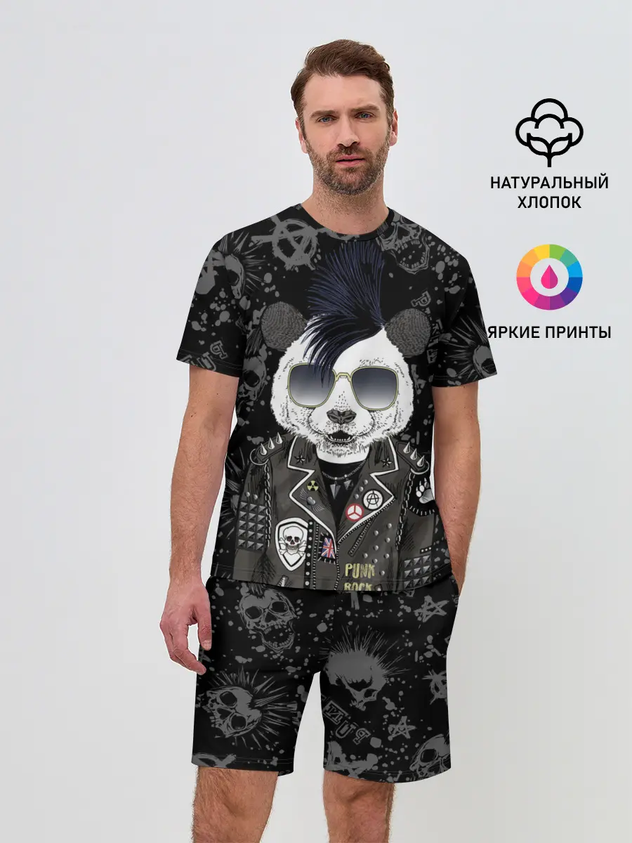 Мужской костюм с шортами / Панда в косухе