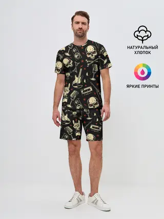 Мужской костюм с шортами / Гранж с черепами