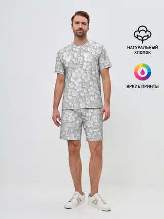Мужской костюм с шортами / Белые цветы