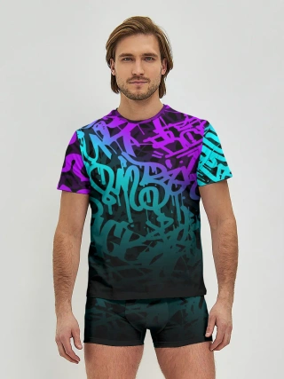 Мужские трусы с футболкой / НЕОНОВОЕ ГРАФФИТИ / NEON