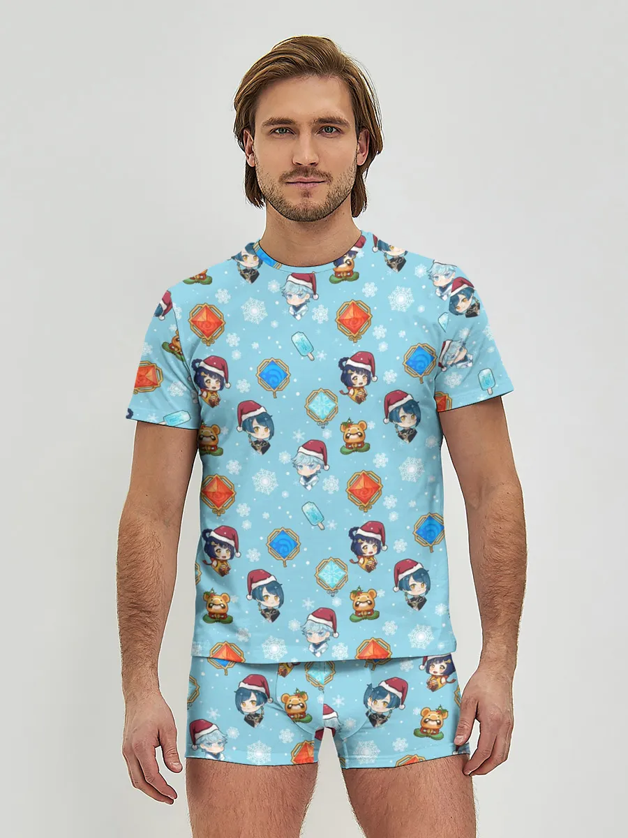 Мужские трусы с футболкой / Genshin Impact Pattern