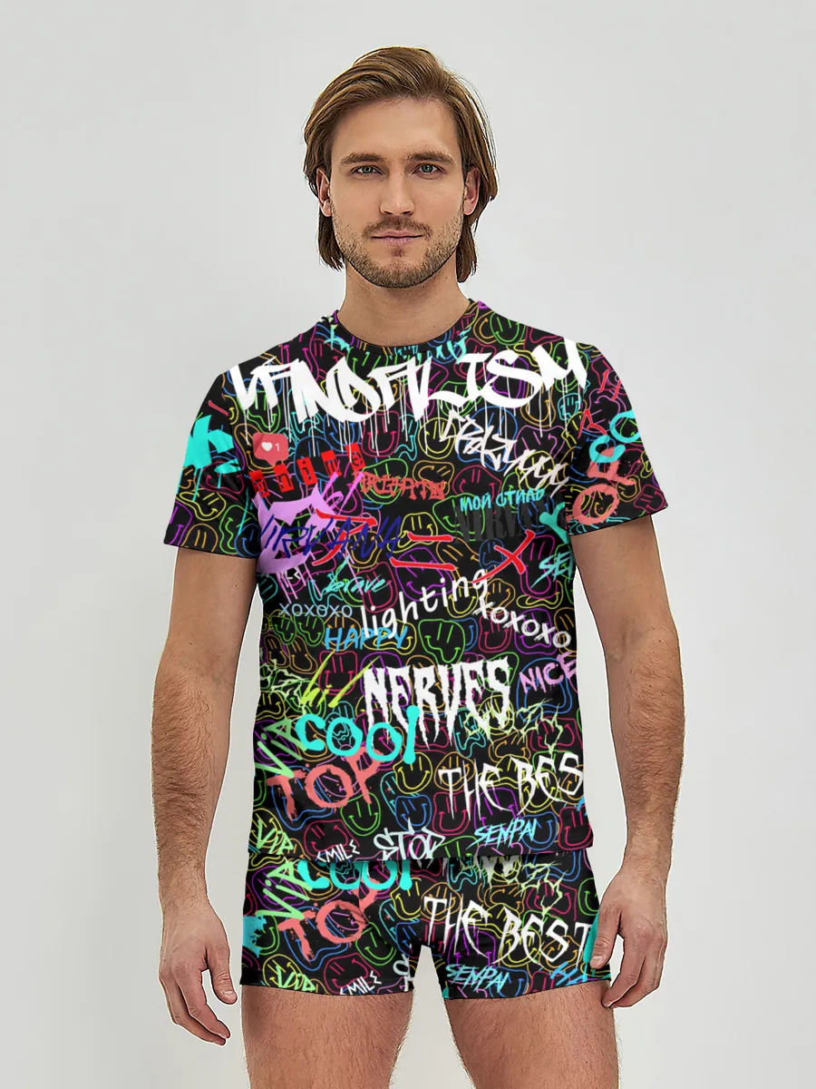 Мужские трусы с футболкой / neon graffiti | Smile