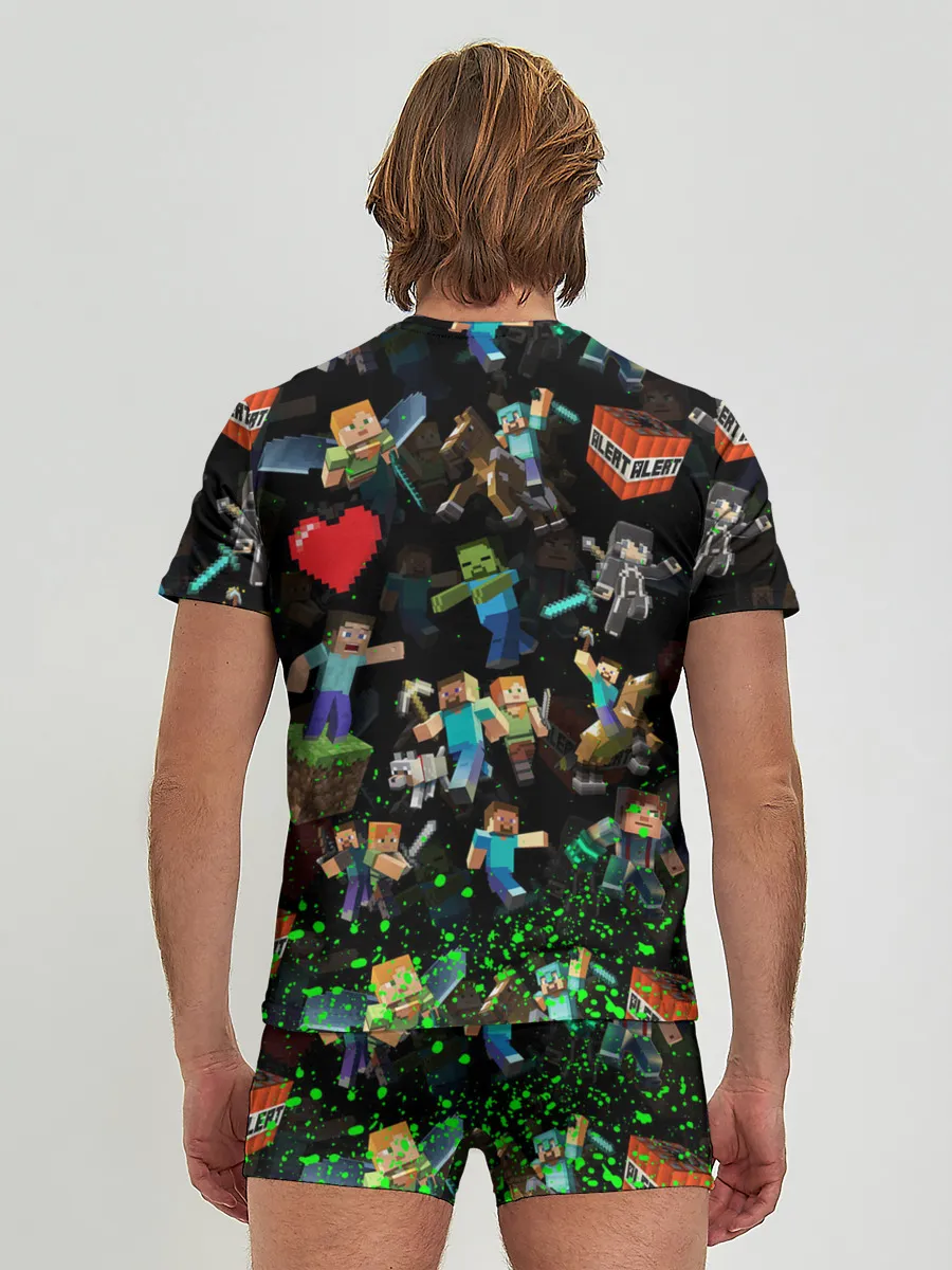Мужские трусы с футболкой / МАЙНКРАФТ ПАТТЕРН ГЕРОИ ИГРЫ