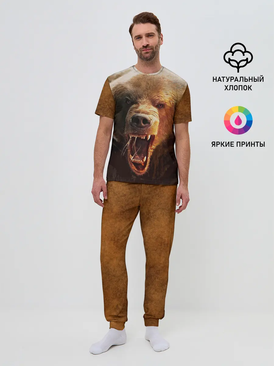Мужская пижама с брюками / Медведь
