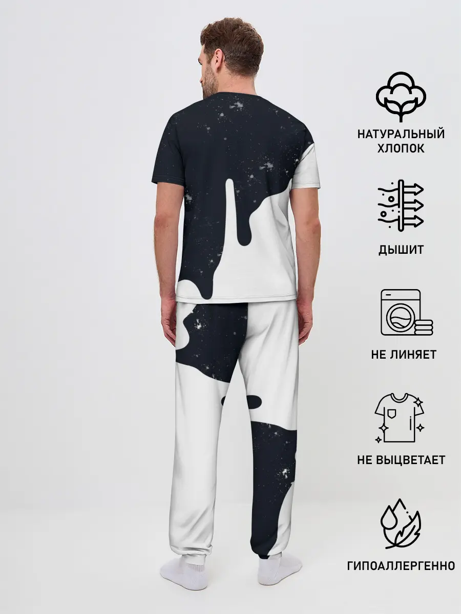 Мужская пижама с брюками / Черно-белый