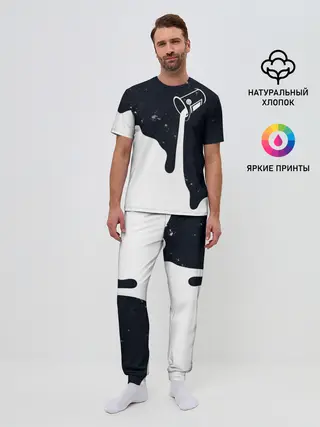 Мужская пижама с брюками / Черно-белый