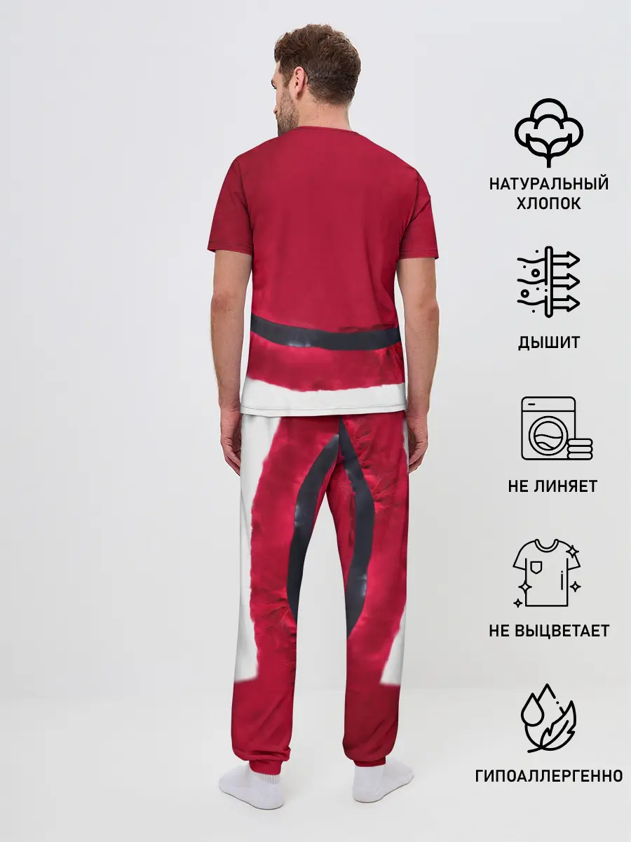 Мужская пижама с брюками / Костюм Деда Мороза