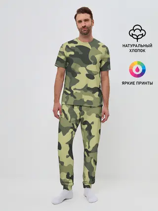 Мужская пижама с брюками / Камуфляж Хаки