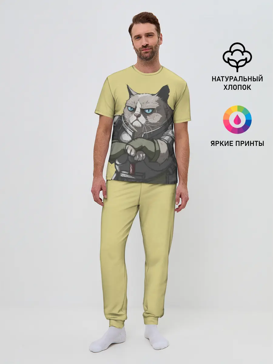 Мужская пижама с брюками / Кот
