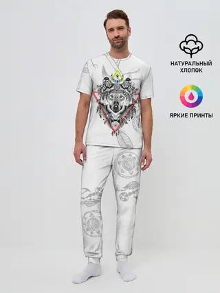 Мужская пижама с брюками / Волк