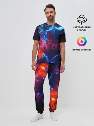 Мужская пижама с брюками / Космос