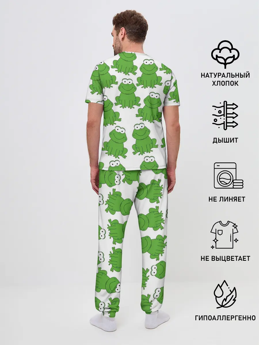 Мужская пижама с брюками / Лягушки
