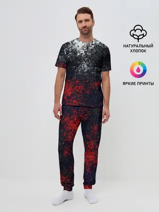 Мужская пижама с брюками / Брызги красок