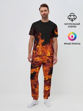 Мужская пижама с брюками / Огонь с искрами