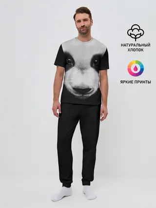 Мужская пижама с брюками / Морда панды