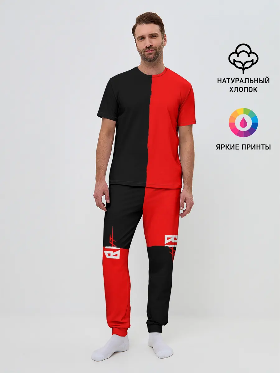 Мужская пижама с брюками / Red & Black