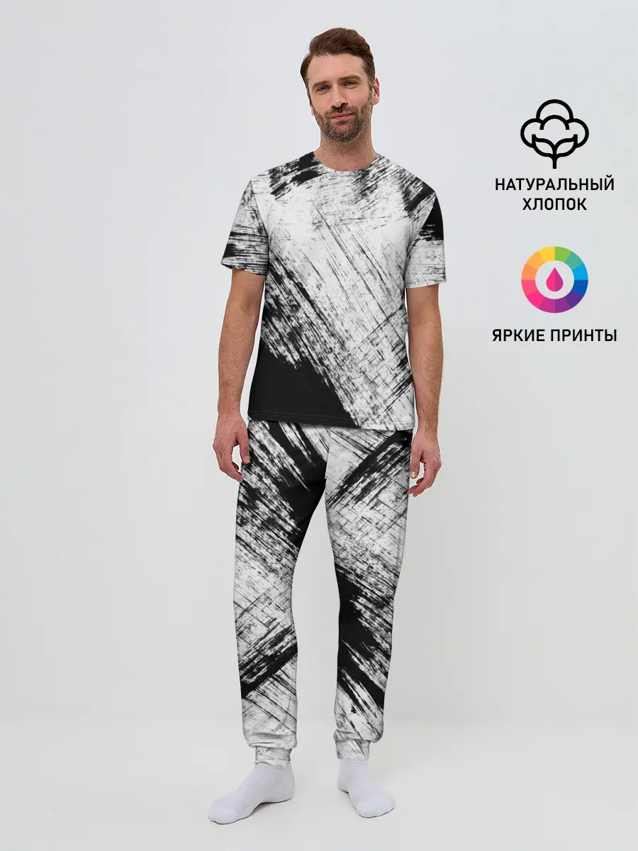 Мужская пижама с брюками / Штриховка
