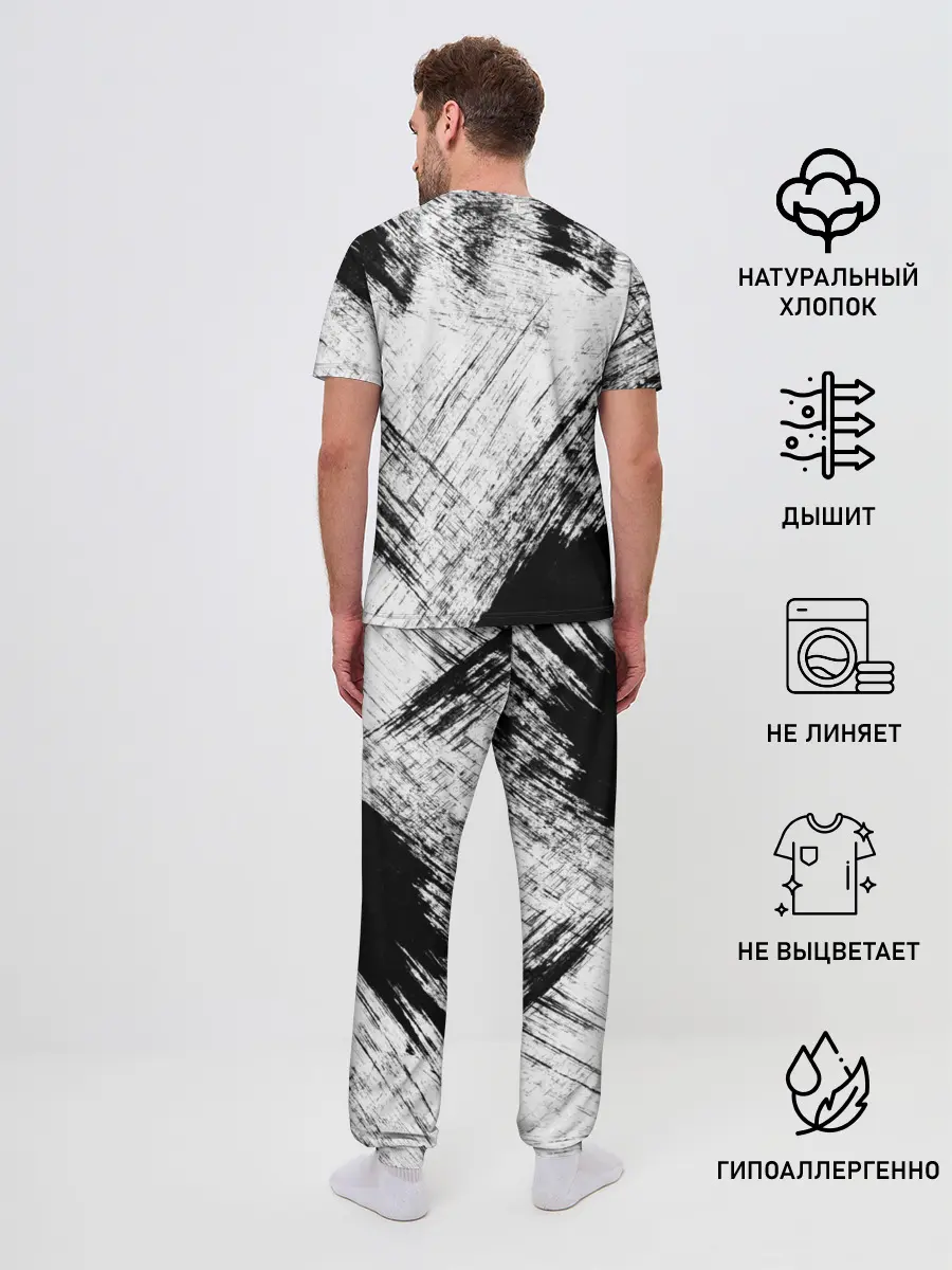Мужская пижама с брюками / Штриховка