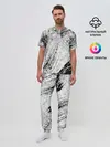 Мужская пижама с брюками / Серые штрихи