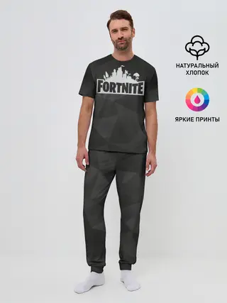 Мужская пижама с брюками / Fortnite Black Abstract