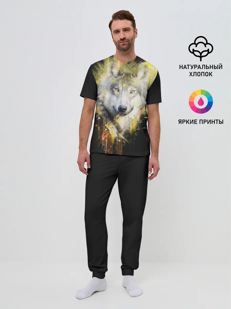 Мужская пижама с брюками / Волк