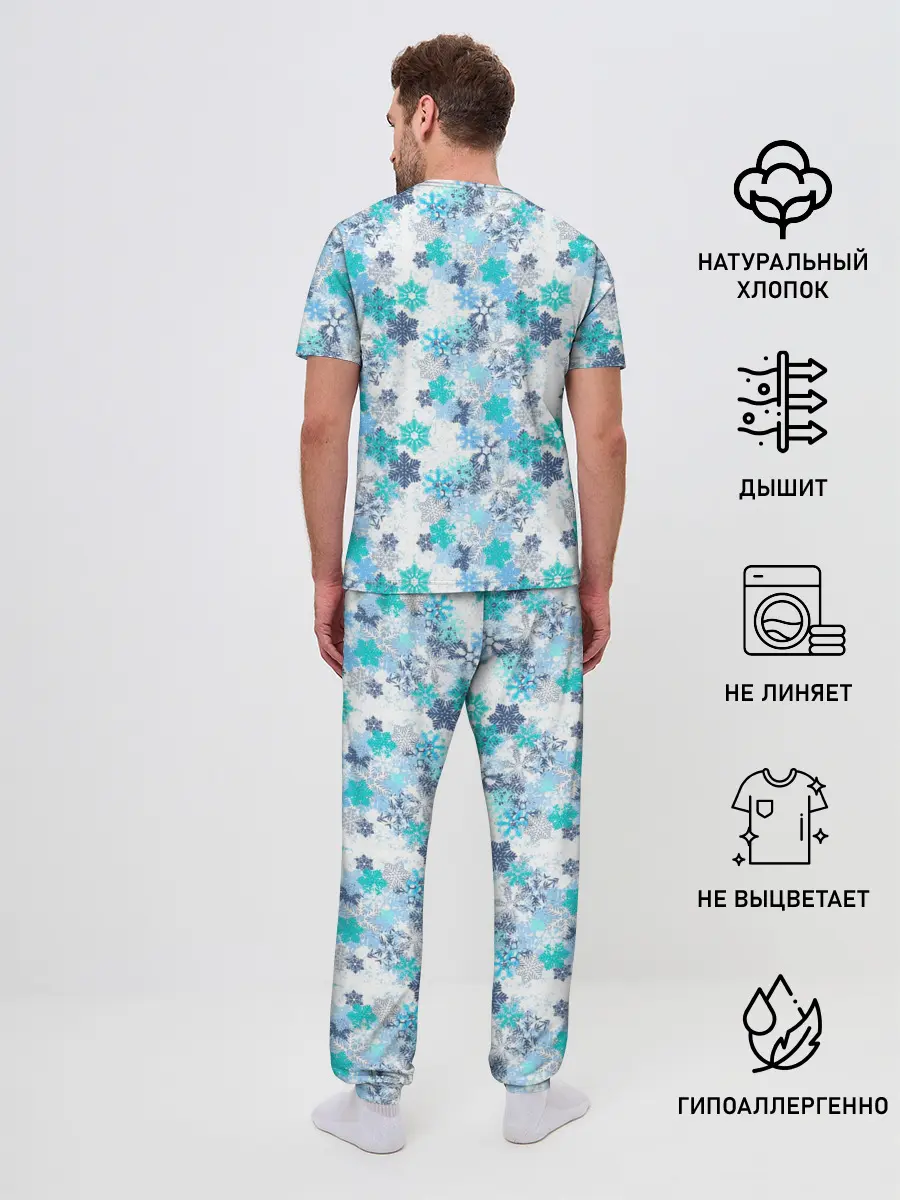 Мужская пижама с брюками / Зимние Снежные Узоры