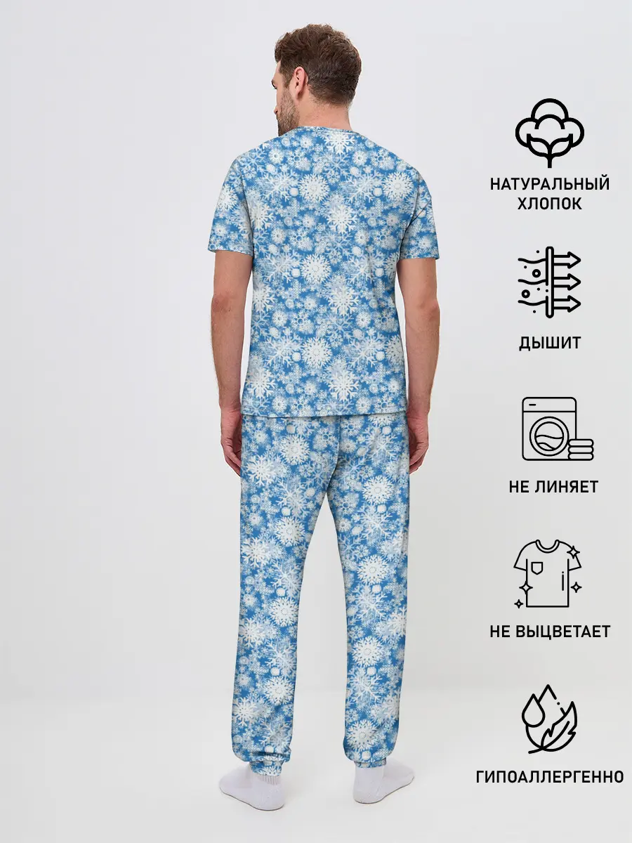 Мужская пижама с брюками / Узоры Снежных Хлопьев