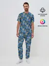 Мужская пижама с брюками / Разноцветные Новогодние Узоры