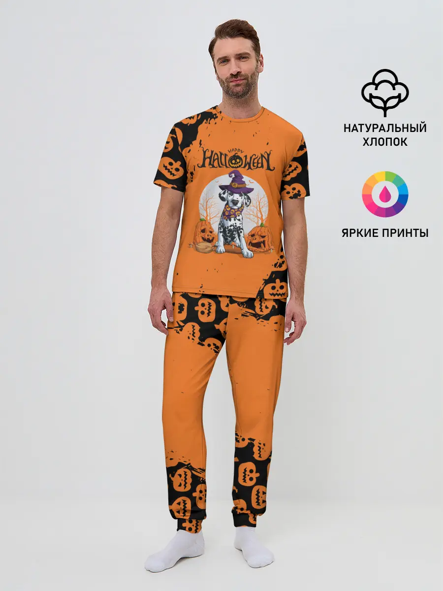 Мужская пижама с брюками / Далматинец в шляпе | Хэллоуин