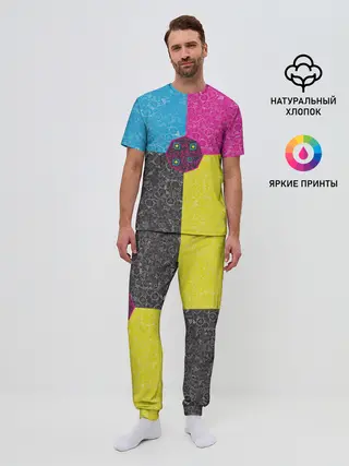 Мужская пижама с брюками / Октагон на фоне АПВ 4.1.14