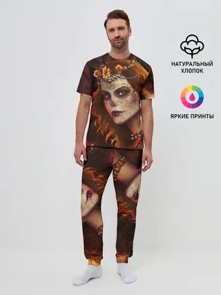 Мужская пижама с брюками / Рыжая Ведьма с розами
