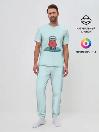 Мужская пижама с брюками / Воспроизведение