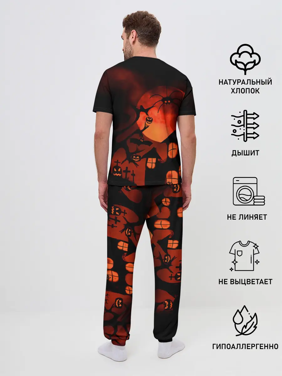 Мужская пижама с брюками / Красная луна на Хэллоуин