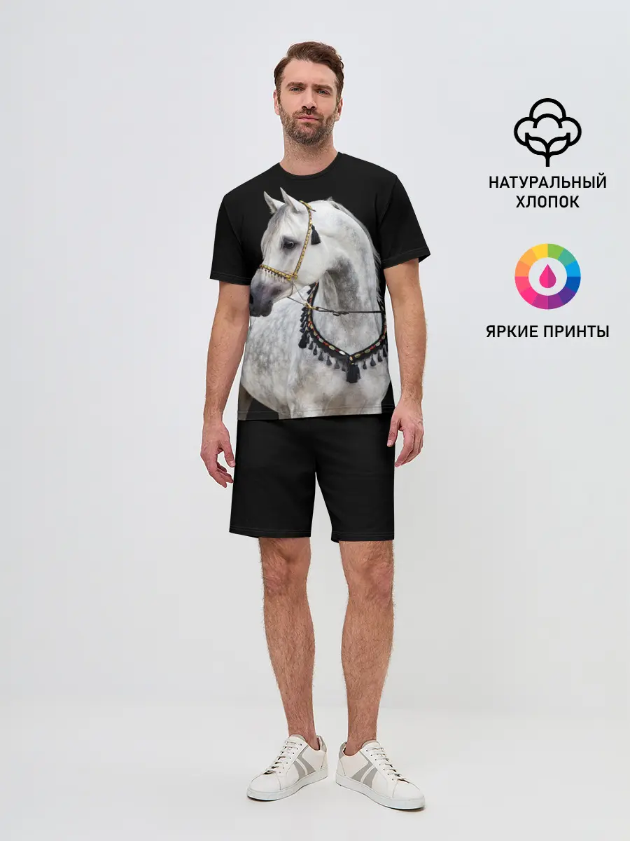 Мужской костюм с шортами / Серый в яблоках конь