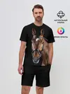 Мужской костюм с шортами / Гнедая лошадь