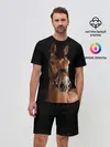 Мужской костюм с шортами / Гнедая лошадь