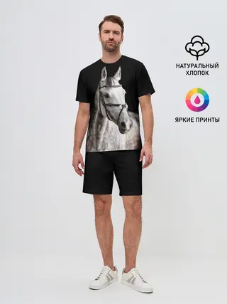 Мужской костюм с шортами / Серный в яблоках конь