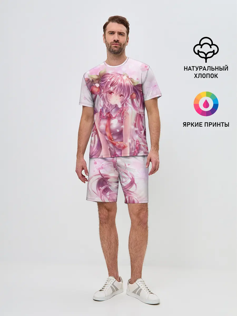 Мужской костюм с шортами / Ванильная Hatsune Miku