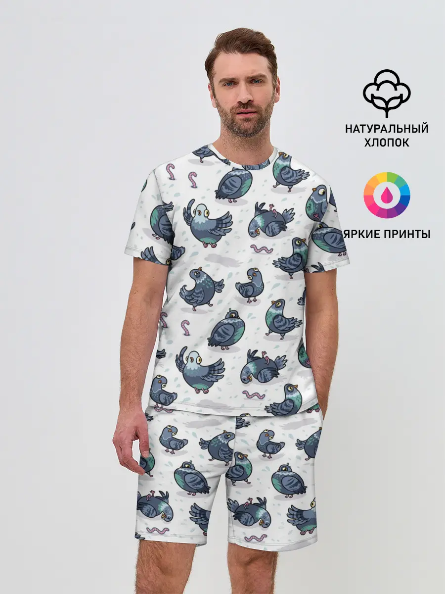 Мужской костюм с шортами / Голуби