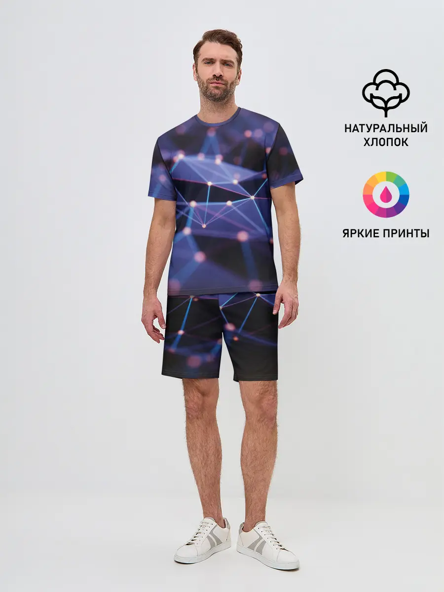 Мужской костюм с шортами / 3D блики