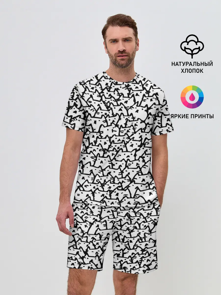 Мужской костюм с шортами / Котики