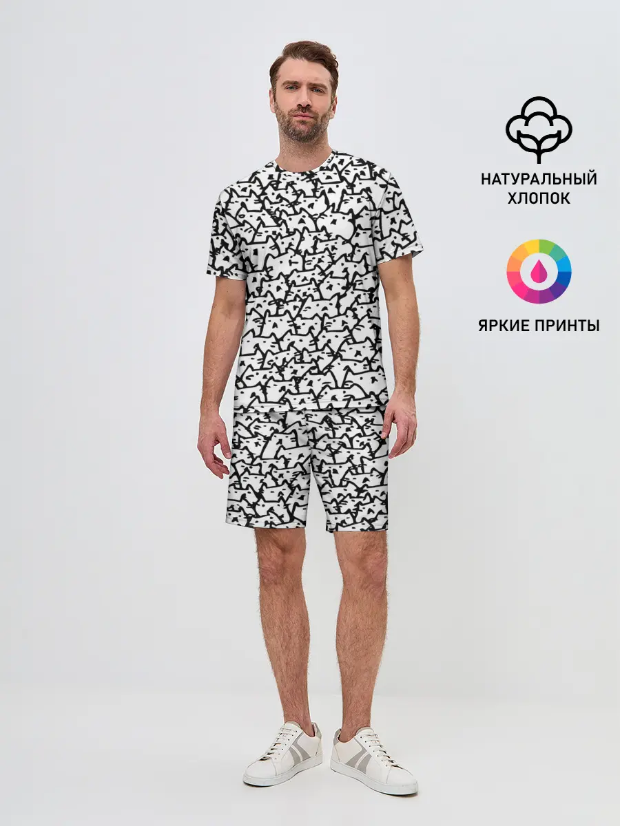 Мужской костюм с шортами / Котики
