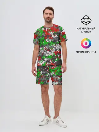 Мужской костюм с шортами / Камуфляж с буквами FCLM