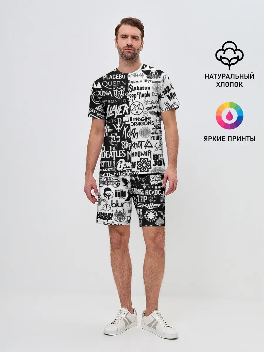 Мужской костюм с шортами / ЛОГОТИПЫ РОК ГРУПП