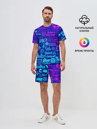 Мужской костюм с шортами / ЛОГОТИПЫ РОК ГРУПП