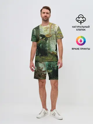 Мужской костюм с шортами / Утро в сосновом лесу