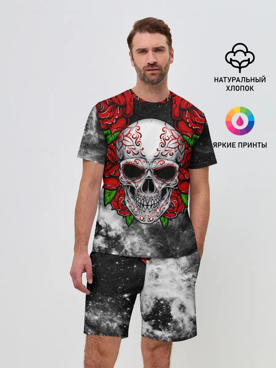 Мужской костюм с шортами / Skull and Roses