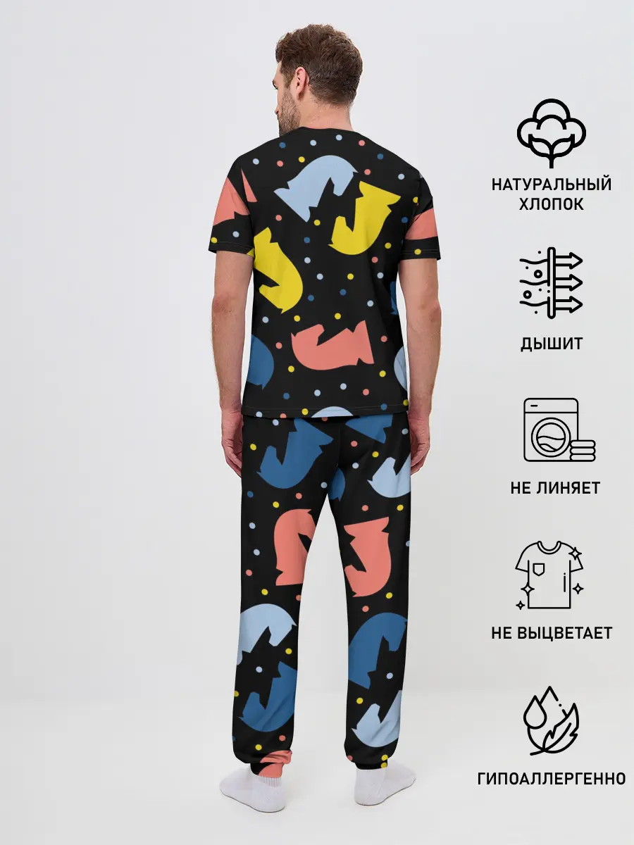 Мужская пижама с брюками / Шахматные фигуры цветные