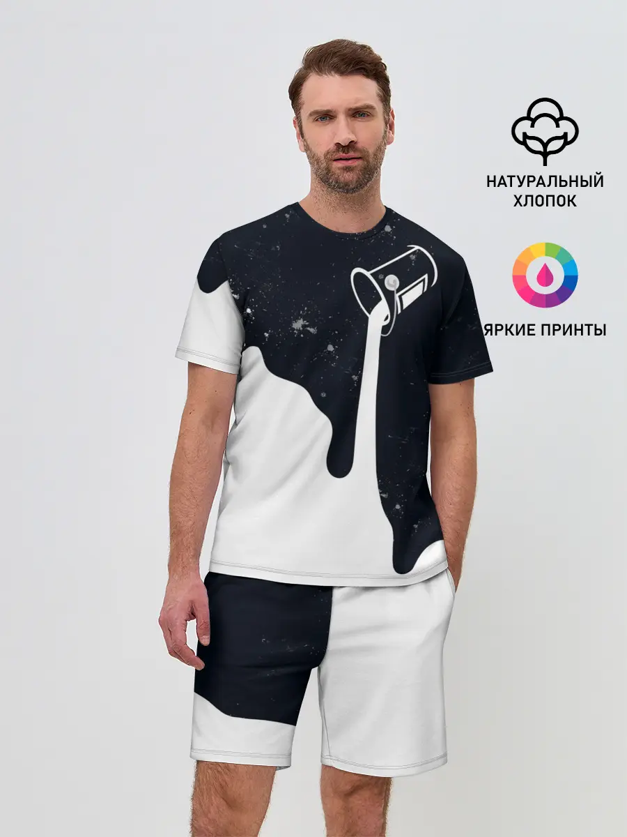 Мужской костюм с шортами / Черно-белый