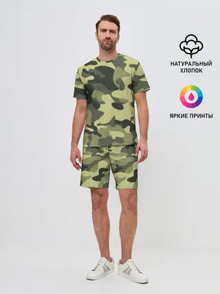 Мужской костюм с шортами / Камуфляж Хаки